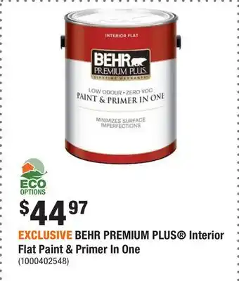 Home Depot Exclusive behr premium plus interior flat paint & primer in one offer
