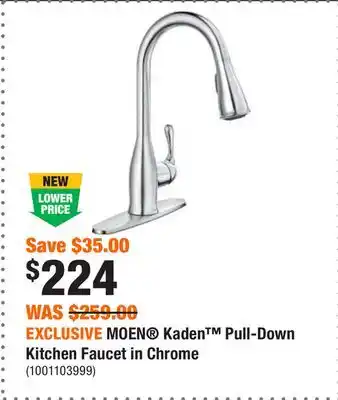 Home Depot Exclusive moen kaden pull-down kitchen faucet in chrome offer