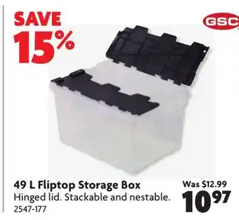 Home Hardware 49 l fliptop storage box offer