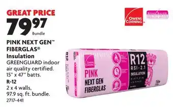 Home Hardware Pink next gen fiberglas insulation, r-12 offer