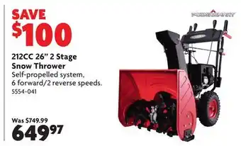 Home Hardware 212cc 26 2 stage snow thrower offer
