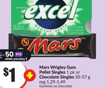 Chalo FreshCo Mars wrigley gum pellet singles 1 pk or chocolate singles 30-57 g offer