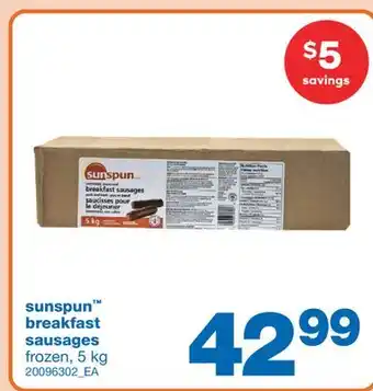 Wholesale Club Sunspun breakfast sausages, 5 kg offer