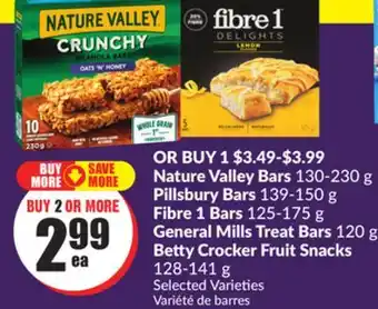 Chalo FreshCo Nature valley bars 130-230 g pillsbury bars 139-150 g fibre 1 bars 125-175 g general mills treat bars 120 g betty crocker fru offer