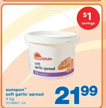 Wholesale Club Sunspun soft garlic spread, 4 kg offer