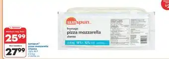 Wholesale Club Sunspun pizza mozzarella cheese, 2.4 kg offer