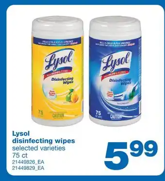 Wholesale Club Lysol disinfecting wipes, 75 ct offer