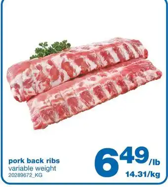 Wholesale Club Pork back ribs offer