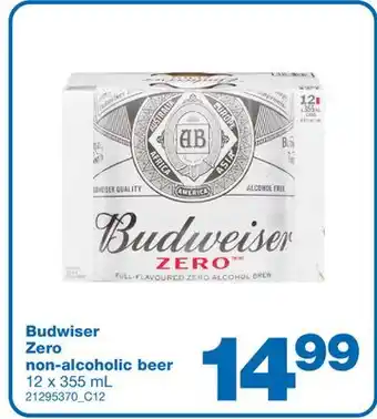 Wholesale Club Budwiser zero non-alcoholic beer, 12 x 355 ml offer