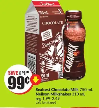 FreshCo Sealtest chocolate milk 750 ml neilson milkshakes 310 ml offer