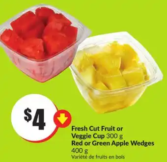 FreshCo Fresh cut fruit or veggie cup 300 g red or green apple wedges 400 g offer