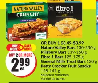 FreshCo Nature valley bars 130-230 g pillsbury bars 139-150 g fibre 1 bars 125-175 g general mills treat bars 120 g betty crocker fru offer