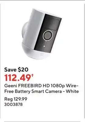 Staples Geeni freebird hd 1080p wire-free battery smart camera - white offer