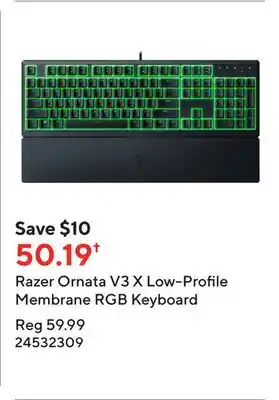 Staples Razer ornata v3 x low-profile membrane rgb keyboard offer