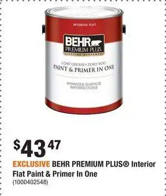 Home Depot Exclusive behr premium plus interior flat paint & primer in one offer