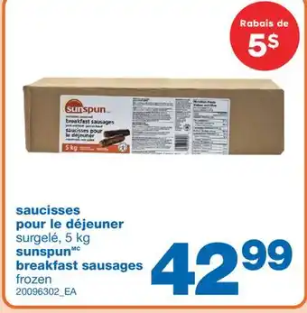 Wholesale Club Saucisses pour le déjeuner, 5 kg offer