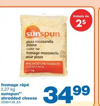 Wholesale Club Fromage râpé sunspun, 2,27 kg offer