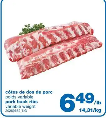 Wholesale Club Côtes de dos de porc offer