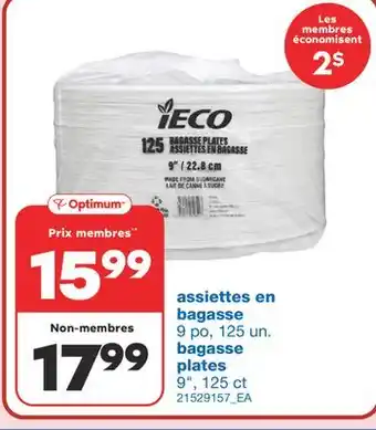 Wholesale Club Assiettes en bagasse 9 po, 125 un offer