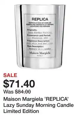 Sephora Maison margiela 'replica' lazy sunday morning candle limited edition offer