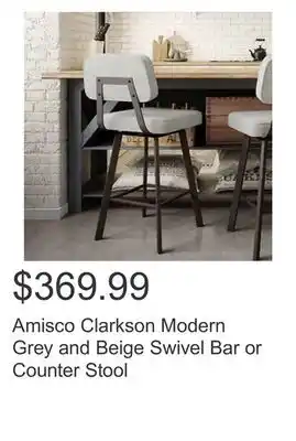 Costco Amisco clarkson modern grey and beige swivel bar or counter stool offer