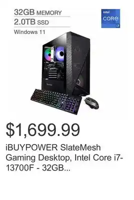 Costco Ibuypower slatemesh gaming desktop, intel core i7-13700f - 32gb ram, 2tb ssd, 8gb nvidia geforce rtx 4060 offer