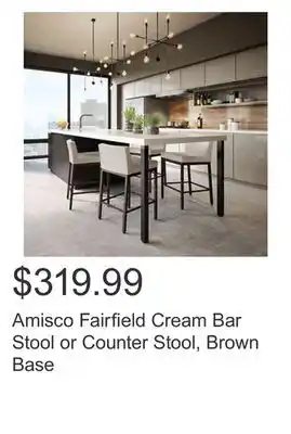 Costco Amisco fairfield cream bar stool or counter stool, brown base offer