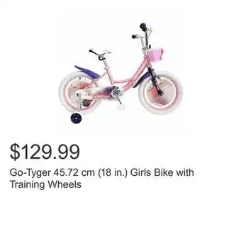 Costco Go-tyger 45.72 cm (18 in.) girls bike with training wheels offer