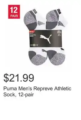 Costco Puma men's repreve athletic sock, 12-pair offer