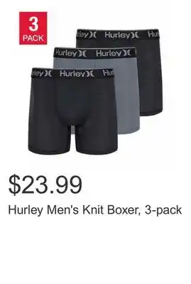 Costco Hurley men's knit boxer, 3-pack offer