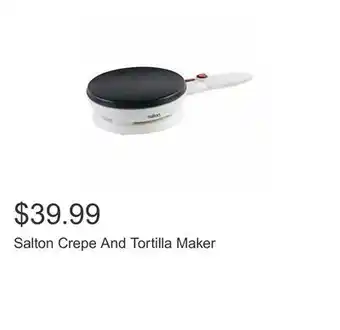 Costco Salton crepe and tortilla maker offer