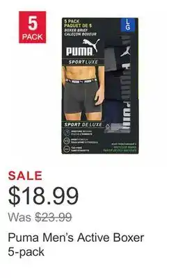 Costco Puma men's active boxer 5-pack offer