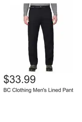 Costco Bc clothing men's lined pant offer