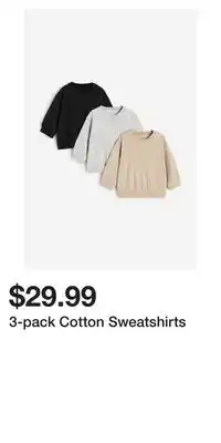 H&M 3-pack cotton sweatshirts offer