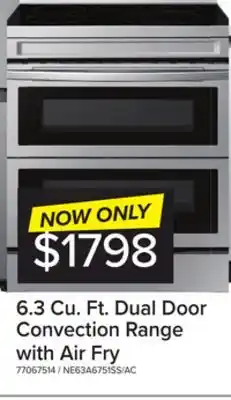 Leon's Samsung stainless steel 30 dual door electric freestanding range with air fry (6.3 cu. ft.) - ne63a6751ss/ac offer