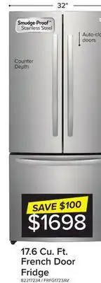 Leon's Frigidaire brushed stainless steel french door refrigerator (17.6 cu. ft.) - frfg1723av offer