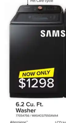 Leon's Samsung black stainless ultra capacity top load washer (6.2cu.ft) - wa54cg755 offer