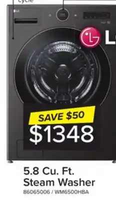 Leon's Lg black steel front load washer mega capacity with ai dd and lcd knob (5.8 cu. ft.) - wm6500hba offer