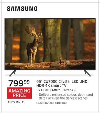 The Source Samsung 65 cu7000 crystal led uhd hdr 4k smart tv 3x hdmi | 60hz | tizen os offer