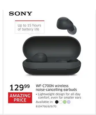 The Source Sony wf-c700n wireless noise-cancelling earbuds offer