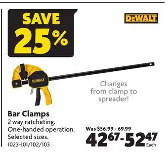 Home Hardware Bar clamps offer