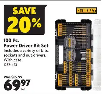 Home Hardware 100 pc. power driver bit set offer