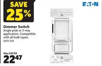Home Hardware Dimmer switch offer