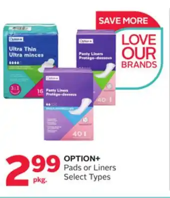 Rexall Option + pads or liners offer