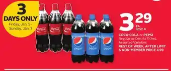 Rexall Coca-cola or pepsi regular or diet 6x710ml offer