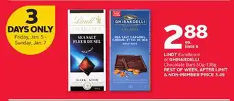 Rexall Lindt excellence or ghirardelli chocolate bars offer