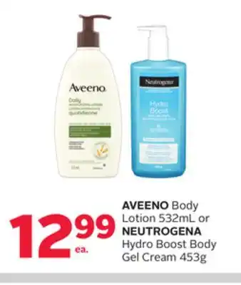 Rexall Aveeno body lotion 532ml or neutrogena hydro boost body gel cream 453g offer