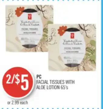 Shoppers Drug Mart Pc facial tissues with aloe lotion offer