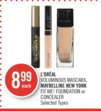 Shoppers Drug Mart L'oréal voluminous mascara, maybelline new york fit me! foundation or concealer offer