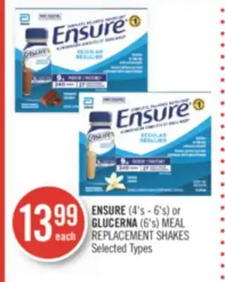 Shoppers Drug Mart Ensure (4's - 6's) or glucerna (6's) meal replacement shakes offer
